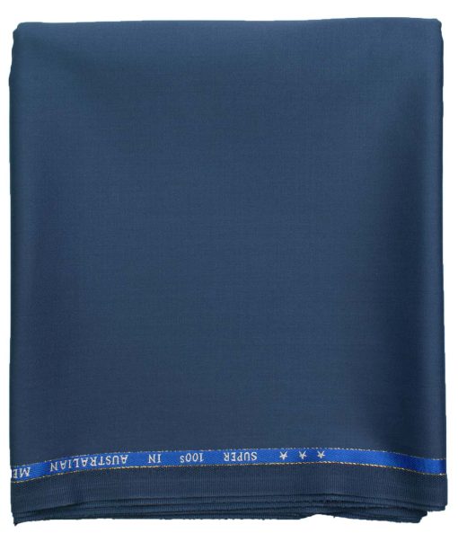 J.Hampstead Men's Wool Solids Super 100's  Unstitched Trouser Fabric (Royal Blue)