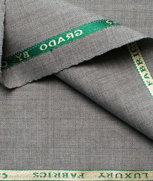 OCM Men's Wool Solids   Unstitched Suiting Fabric (Light Worsted Grey)