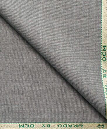 OCM Men's Wool Solids   Unstitched Suiting Fabric (Light Worsted Grey)