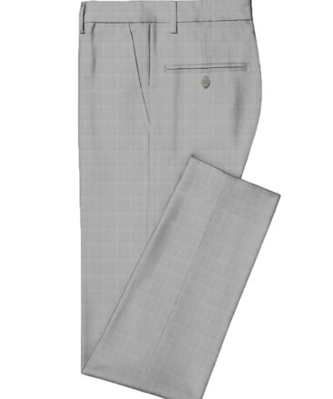 Spaadaa Men's Wool Checks Super 120's  Unstitched Suiting Fabric (Light Grey)