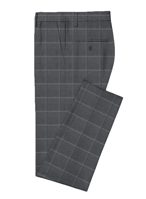 Spaadaa Men's Wool Checks Super 120's  Unstitched Suiting Fabric (Worsted Grey)