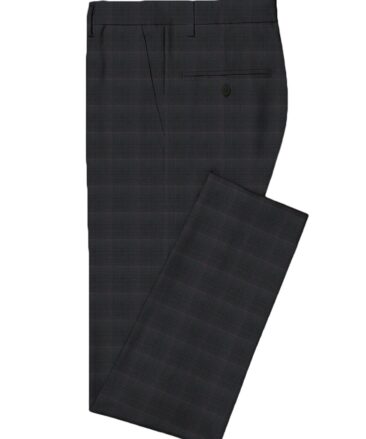 Spaadaa Men's Wool Checks Super 120's  Unstitched Suiting Fabric (Dark Grey)