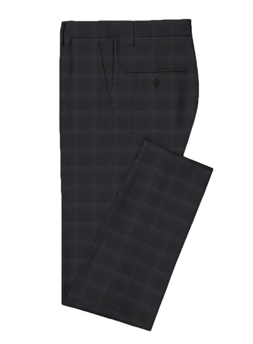 Spaadaa Men's Wool Checks Super 120's  Unstitched Suiting Fabric (Dark Grey)