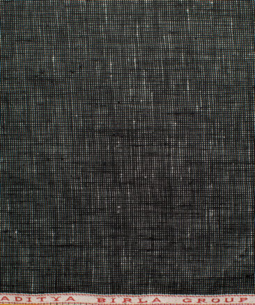 Linen Club Men's Linen Structured 3.75 Meter Unstitched Suiting Fabric (Black)