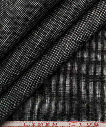 Linen Club Men's Linen Structured 3.75 Meter Unstitched Suiting Fabric (Black)