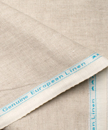 Linen Club Men's Linen Solids 3.75 Meter Unstitched Suiting Fabric (Sand Stone Beige)