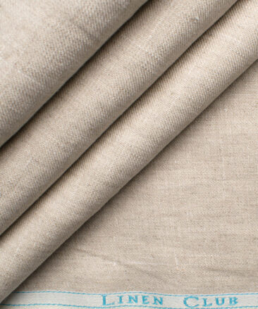 Linen Club Men's Linen Solids 3.75 Meter Unstitched Suiting Fabric (Sand Stone Beige)