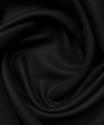 Linen Club Men's Linen Solids 3.75 Meter Unstitched Suiting Fabric (Black)