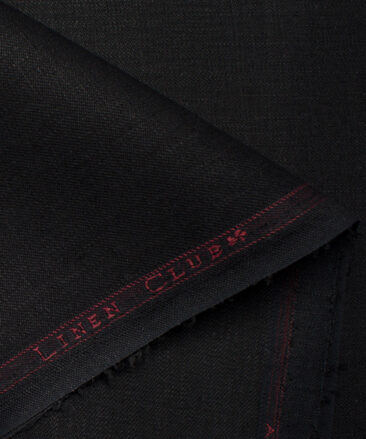 Linen Club Men's Linen Solids 3.75 Meter Unstitched Suiting Fabric (Black)