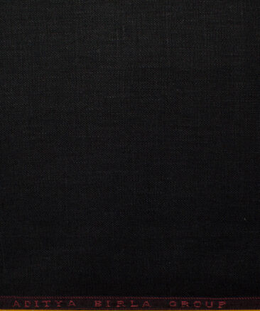 Linen Club Men's Linen Solids 3.75 Meter Unstitched Suiting Fabric (Black)