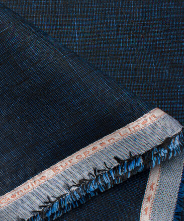 Linen Club Men's Linen Structured 3.75 Meter Unstitched Suiting Fabric (Dark Royal Blue)