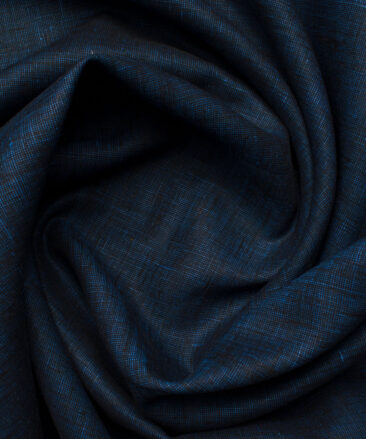 Linen Club Men's Linen Structured 3.75 Meter Unstitched Suiting Fabric (Dark Royal Blue)