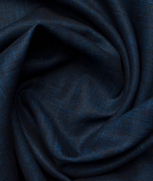 Linen Club Men's Linen Structured 3.75 Meter Unstitched Suiting Fabric (Dark Royal Blue)