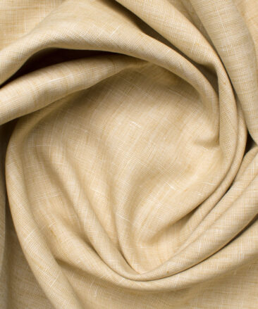 Linen Club Men's Linen Self Design 3.75 Meter Unstitched Suiting Fabric (Eggnog Beige)