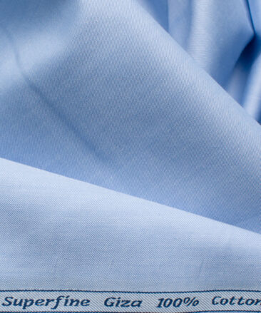 Cadini Men's Giza Cotton Solids 2.25 Meter Unstitched Shirting Fabric (Sky Blue)