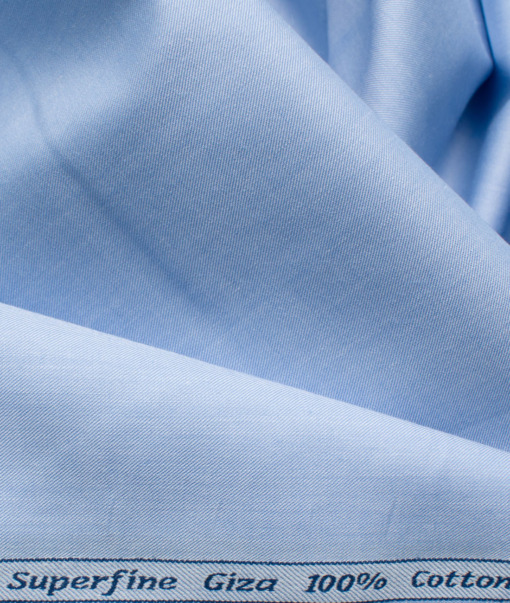 Cadini Men's Giza Cotton Solids 2.25 Meter Unstitched Shirting Fabric (Sky Blue)