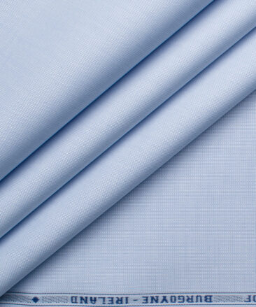 Burgoyne Men's Giza Cotton Solids 2.25 Meter Unstitched Shirting Fabric (Sky Blue)