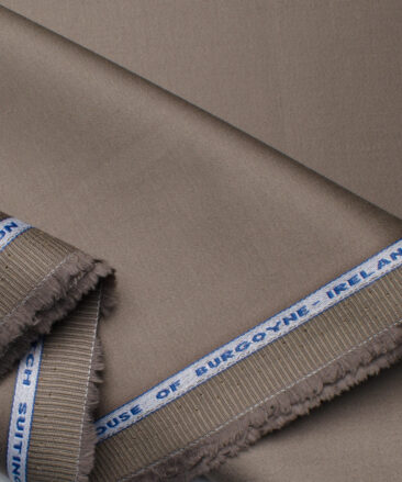 Burgoyne Men's Cotton Solids 1.50 Meter Unstitched Stretchable Cotton Trouser Fabric (Sand Stone Beige)