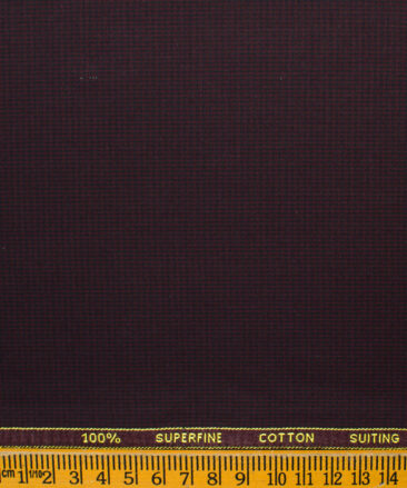 Cadini Men's Superfine Cotton Houndstooth 1.50 Meter Unstitched Superfine Cotton Trouser Fabric (Dark Wine)