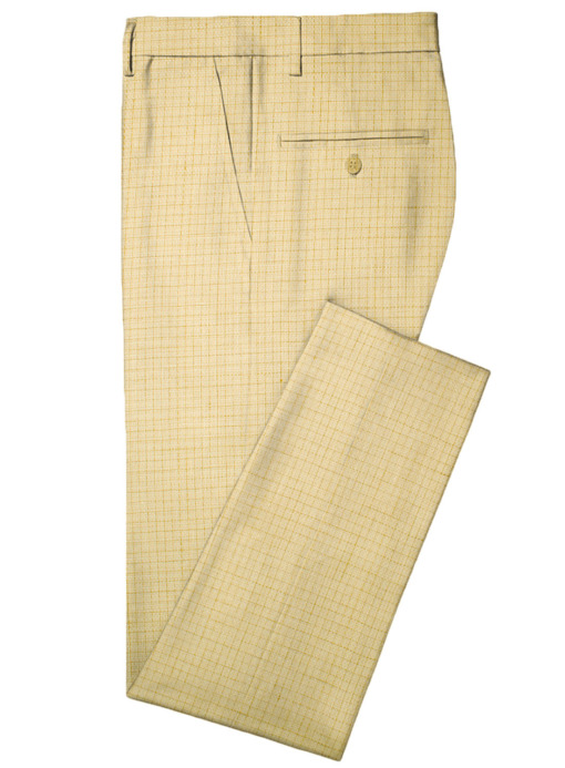 Raymond Men's Linen Checks  Unstitched Suiting Fabric (Yellow) - Image 6