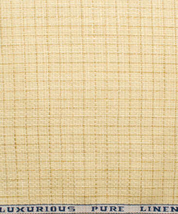 Raymond Men's Linen Checks 3.75 Meter Unstitched Suiting Fabric (Yellow)