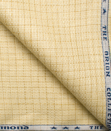 Raymond Men's Linen Checks 3.75 Meter Unstitched Suiting Fabric (Yellow)