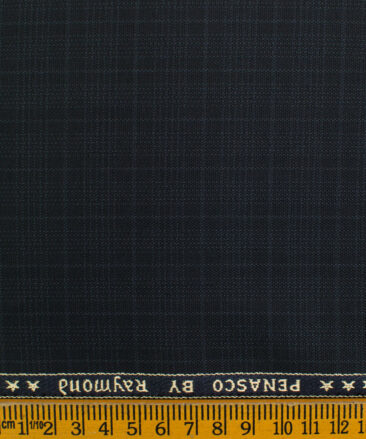 Raymond Men's Polyester Viscose Checks  Unstitched Suiting Fabric (Dark Blue)