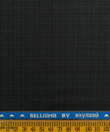 Raymond Men's Polyester Viscose Checks  Unstitched Suiting Fabric (Dark Grey)