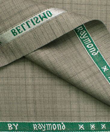 Raymond Men's Polyester Viscose Checks  Unstitched Suiting Fabric (Pistachious Beige)