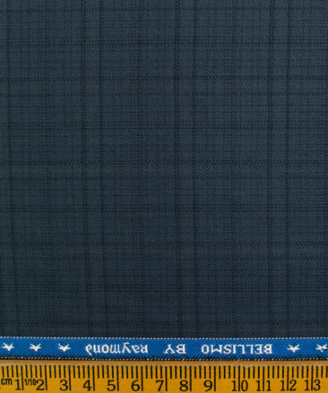 Raymond Men's Polyester Viscose Checks  Unstitched Suiting Fabric (Dark Blue)