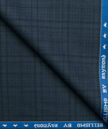 Raymond Men's Polyester Viscose Checks  Unstitched Suiting Fabric (Dark Blue)