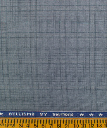 Raymond Men's Polyester Viscose Checks  Unstitched Suiting Fabric (Light Blueish Grey)