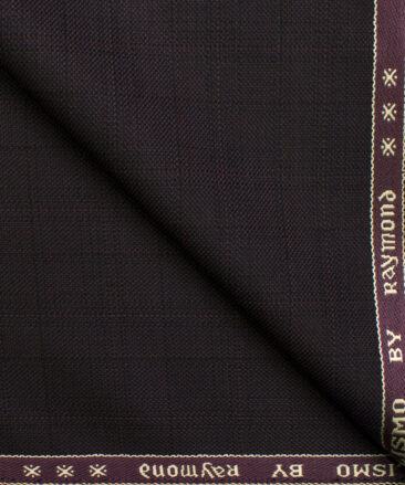 Raymond Men's Polyester Viscose Checks  Unstitched Suiting Fabric (Dark Wine)