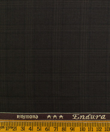 Raymond Men's Polyester Viscose Checks  Unstitched Suiting Fabric (Dark Brown)