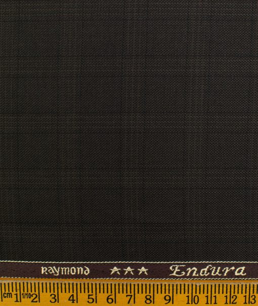 Raymond Men's Polyester Viscose Checks  Unstitched Suiting Fabric (Dark Brown)