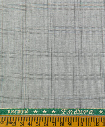 Raymond Men's Polyester Viscose Checks  Unstitched Suiting Fabric (Light Grey)