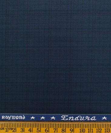 Raymond Men's Polyester Viscose Checks  Unstitched Suiting Fabric (Dark Royal Blue)