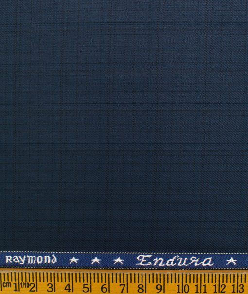 Raymond Men's Polyester Viscose Checks  Unstitched Suiting Fabric (Dark Royal Blue)