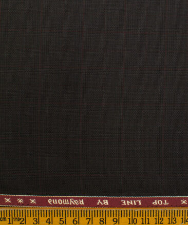 Raymond Men's Polyester Viscose Checks  Unstitched Suiting Fabric (Dark Brown)