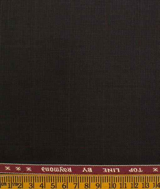 Raymond Men's Polyester Viscose Checks  Unstitched Suiting Fabric (Dark Brown)