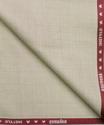 Raymond Men's Polyester Viscose Checks  Unstitched Suiting Fabric (Beige)