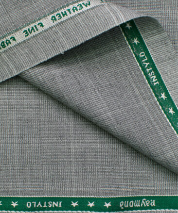 Raymond Men's Polyester Viscose Checks  Unstitched Suiting Fabric (Grey)