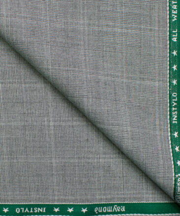 Raymond Men's Polyester Viscose Checks  Unstitched Suiting Fabric (Grey)