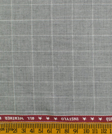 Raymond Men's Polyester Viscose Checks  Unstitched Suiting Fabric (Grey)