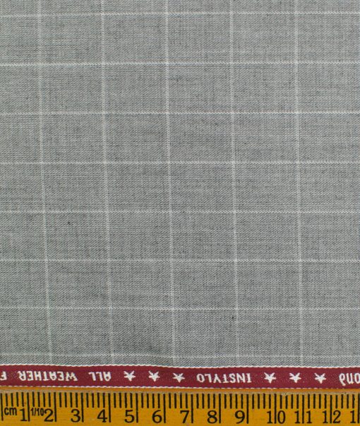 Raymond Men's Polyester Viscose Checks  Unstitched Suiting Fabric (Grey)