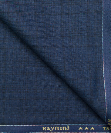 Raymond Men's Polyester Viscose Checks  Unstitched Suiting Fabric (Royal Blue)