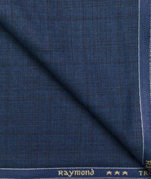 Raymond Men's Polyester Viscose Checks  Unstitched Suiting Fabric (Royal Blue)