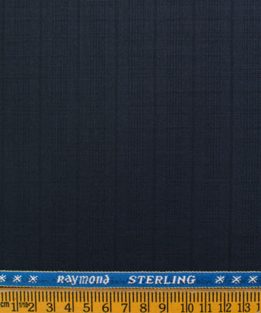 Raymond Men's Polyester Viscose Checks  Unstitched Suiting Fabric (Dark Blue)