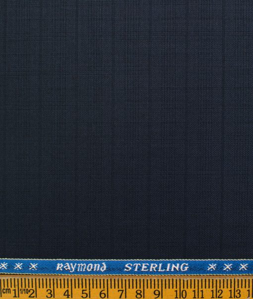 Raymond Men's Polyester Viscose Checks  Unstitched Suiting Fabric (Dark Blue)