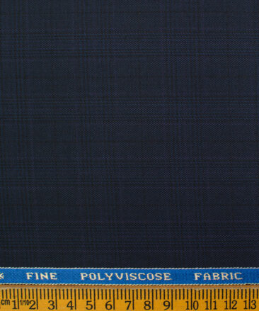 Raymond Men's Polyester Viscose Checks  Unstitched Suiting Fabric (Dark Blue)